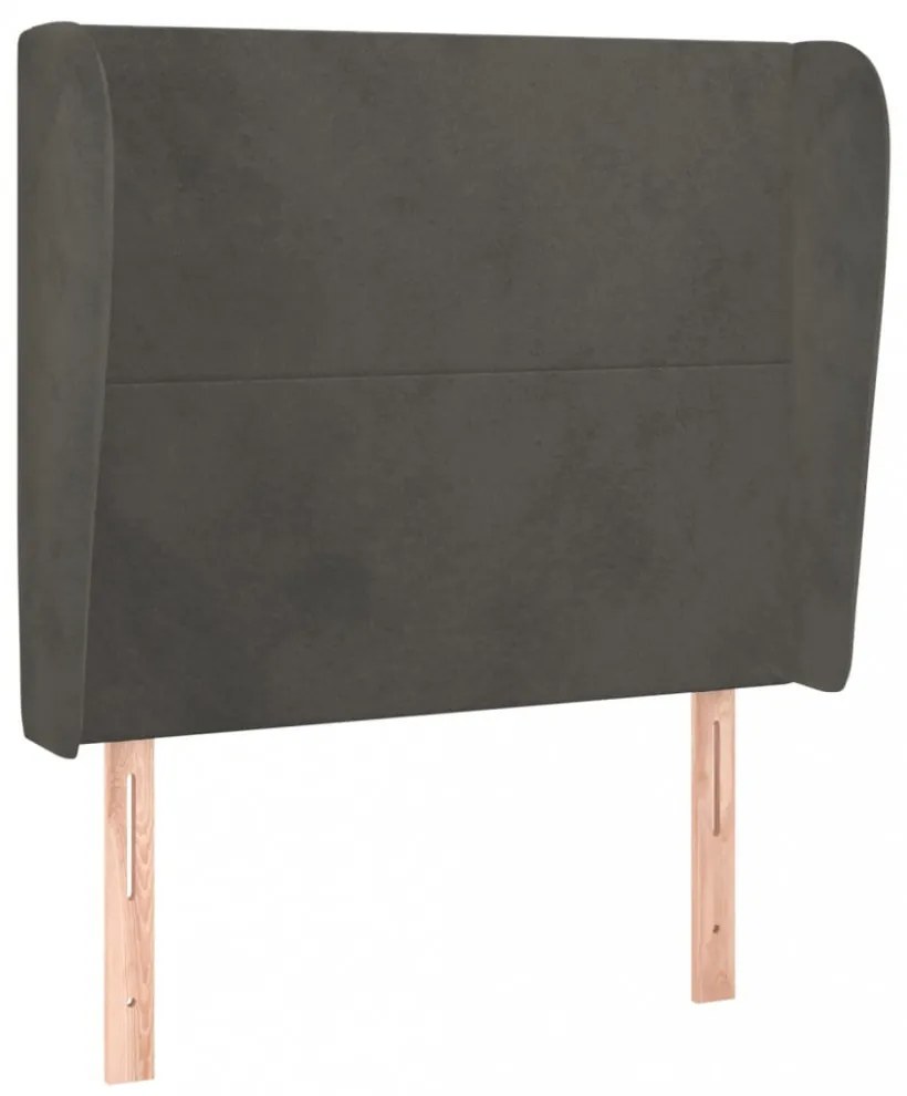 sötétszürke bársony fejtámla szárnyakkal 103 x 23 x 118/128 cm