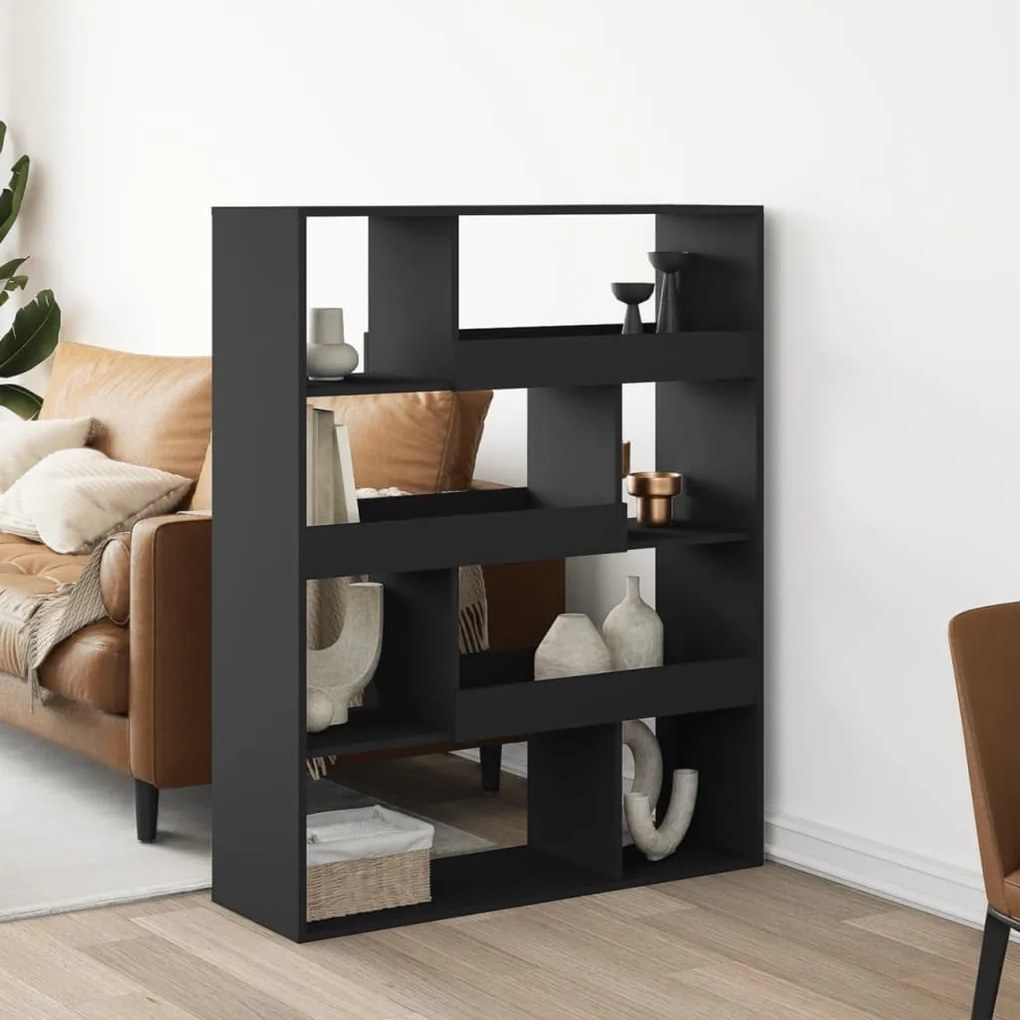 fekete szerelt fa térelválasztó 100 x 33 x 125,5 cm