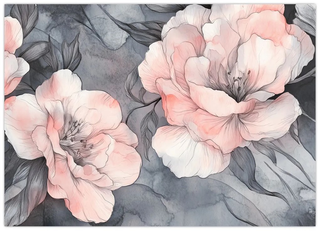 Kép - Virágok vázlata (70x50 cm)