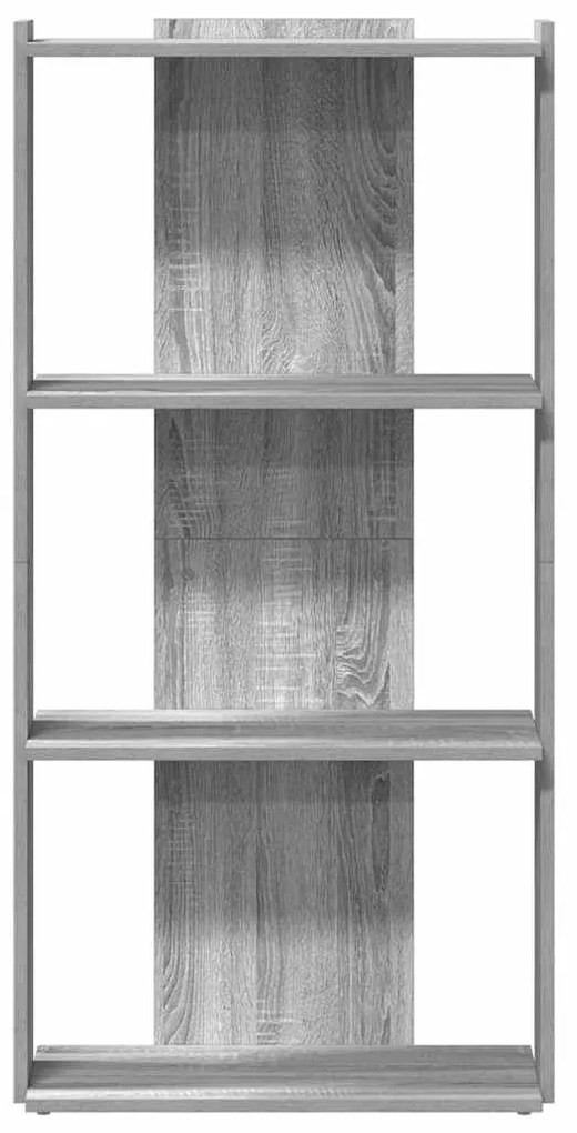 3 szintes szürke sonoma szerelt fa könyvespolc 60 x 30 x 120 cm