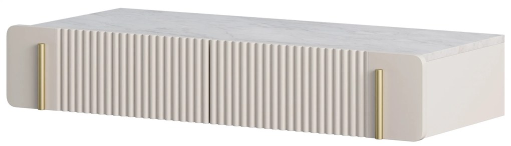 Malmi 100 cm-es függő fésülködőasztal fiókokkal - kasmír / crema bianca / arany
