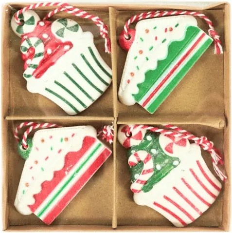 4 db-os CHRISTMAS PATISSERIE karácsonyi dísz szett 6 cm