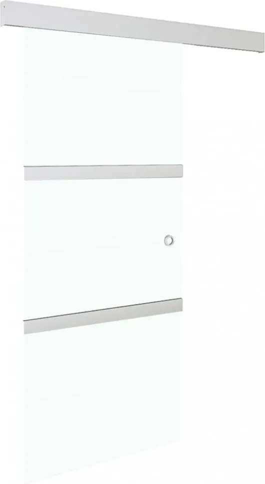 ezüst ESG üveg és alumínium tolóajtó puha ütközőkkel 76x205 cm