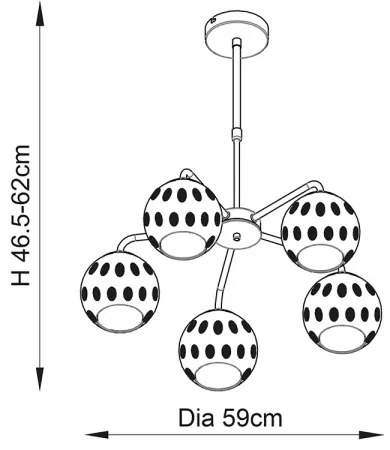 Endon 91969 - DIMPLE rúdon szerelt csillár 5xE14/25W/230V aranyszínű