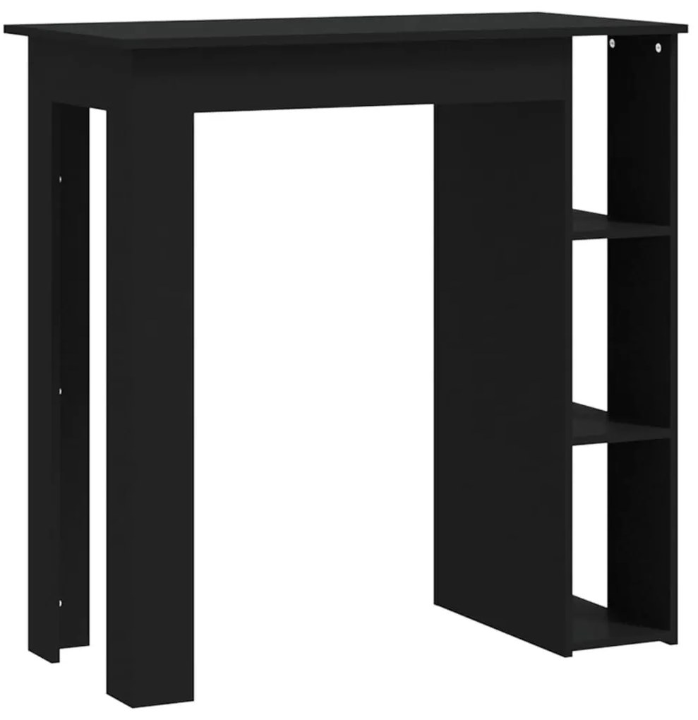 Fekete szerelt fa bárasztal polccal 102 x 50 x 103,5 cm