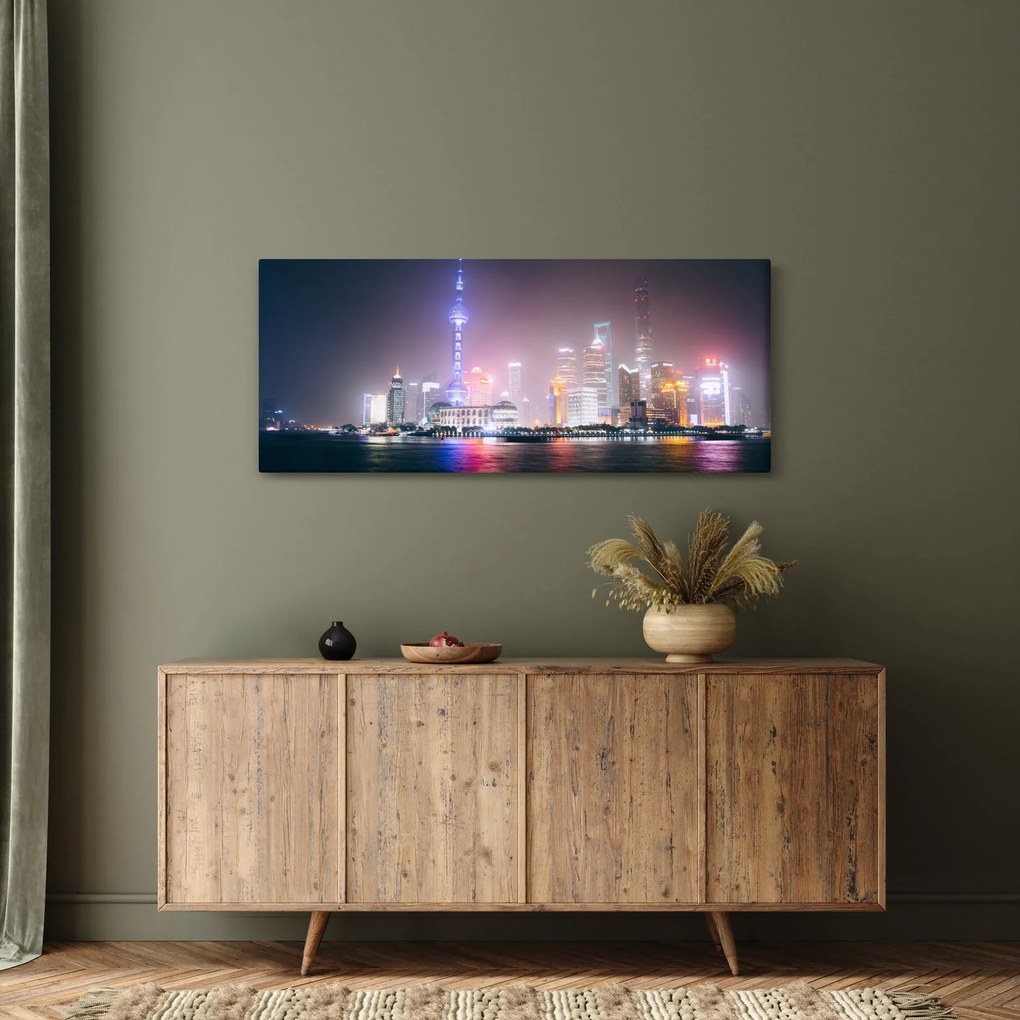 Éjszakai Shanghai képe (120x50 cm)