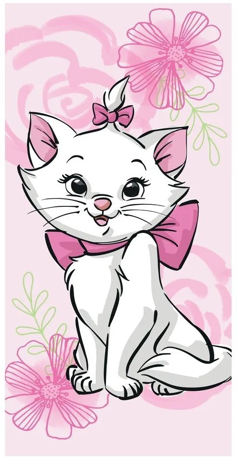 Rózsaszín pamut gyerek fürdőlepedő 70x140 cm Marie Cat – Jerry Fabrics