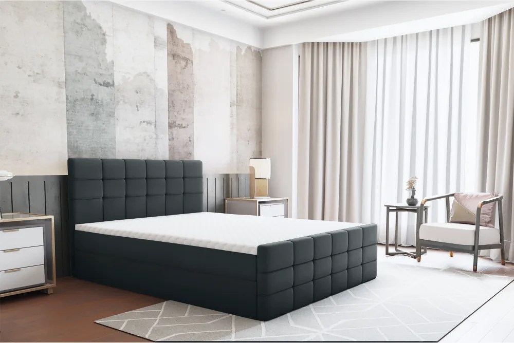 Boxspring ágy, 140x200, szürke, BEST
