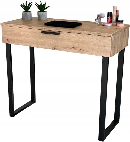 Fésülködőasztal Lena Tölgy Artisan Fém Fekete U 90CM