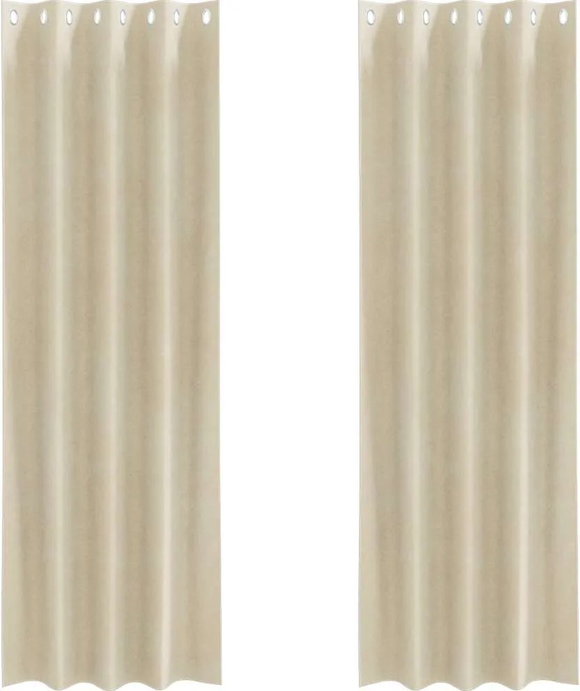 vidaXL Sötétítő függönyök 2 pcs Krém 140 x 225 cm Bársony