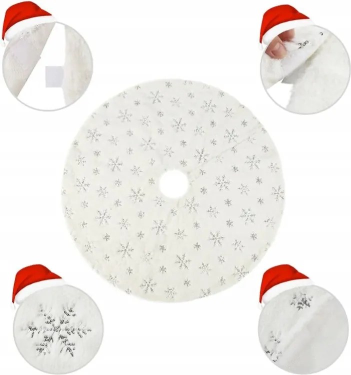 Szőnyeg Takaró Karácsonyfa Alá 90 CM Sekey Fehér Szőrme