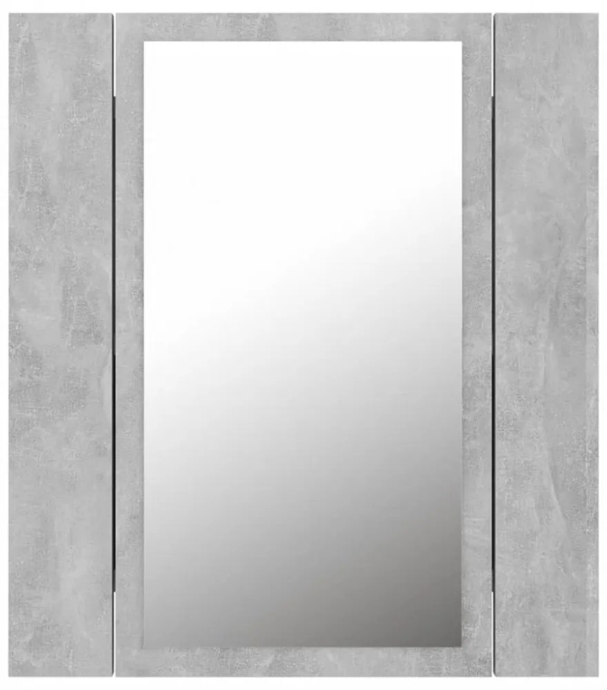 betonszürke akril LED-es tükrös fürdőszobaszekrény 40x12x45 cm