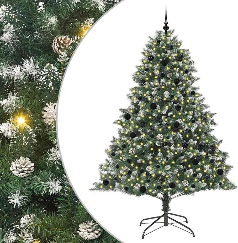 vidaXL Mű karácsonyfa 300 LED-del Zöld 210 cm PVC és Műanyag és Acél