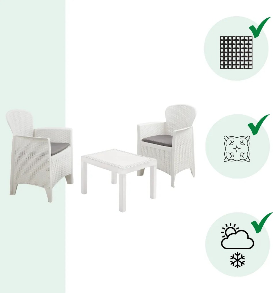 Kerti garnitúra AKITA, 3 részes, fehér I.P.A.E-Progarden