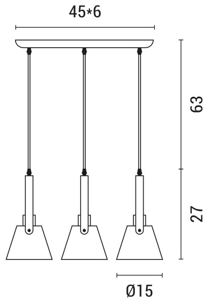 Csillár zsinóron 3xE27/40W/230V fehér