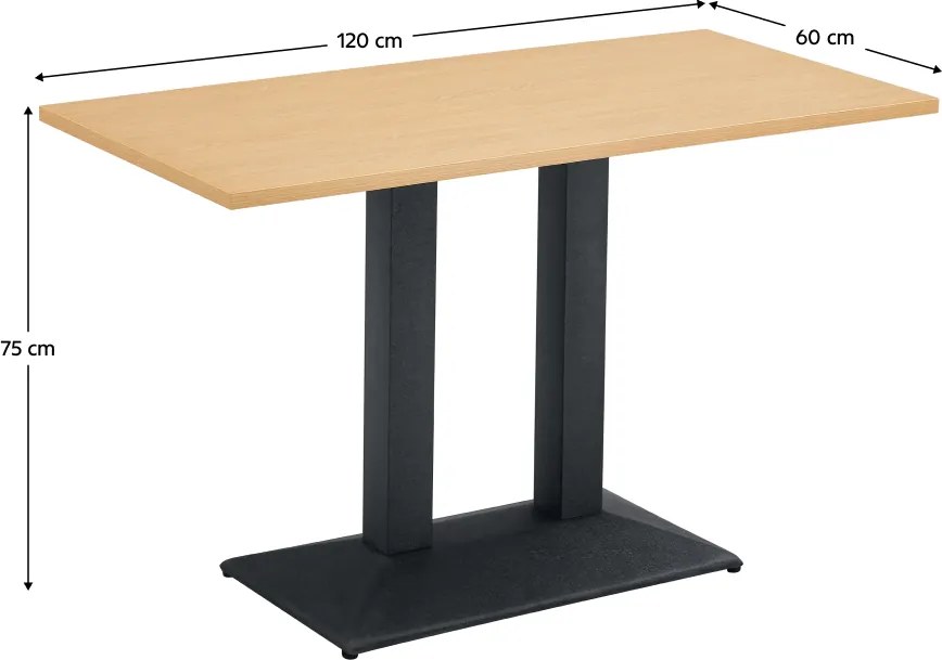 Bisztró asztal, tölgy/fekete, 120x60 cm, RINALDO TYP 2