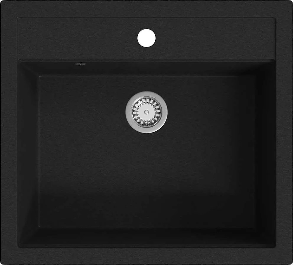 vidaXL fekete, egymedencés gránit mosogatótálca