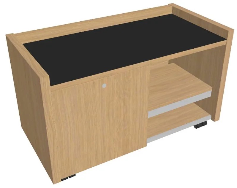 Verno mobil konténer 100 x 50 cm üveggel, bal, világos tölgy / fekete