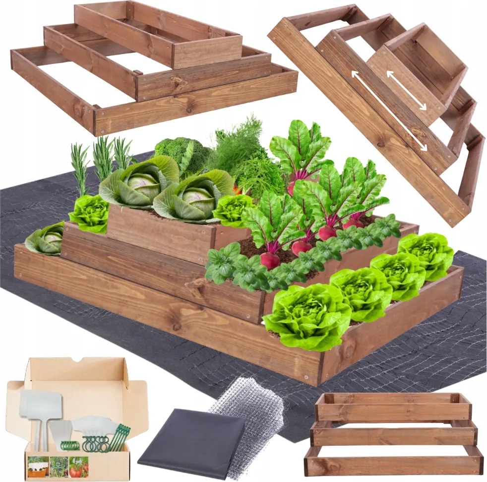 Lépcsőzetes állítható zöldséges impregnáló magasított 27x90x60