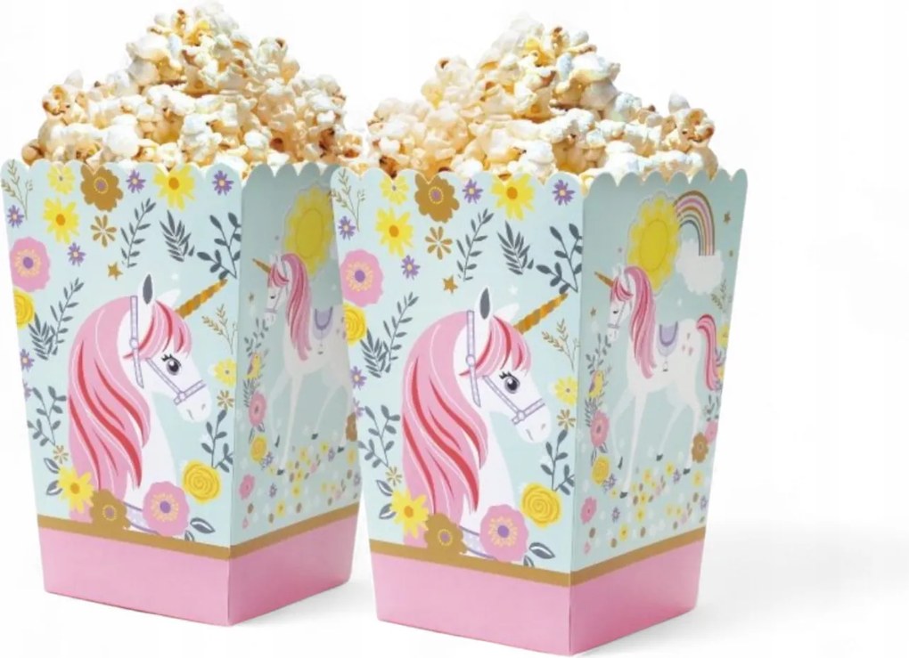 Popcorn Unikornis Doboz Szivárvány snack dekoráció 6db Xo