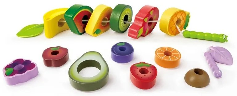 Hape játékkészlet - Gyümölcslakoma hernyókkal