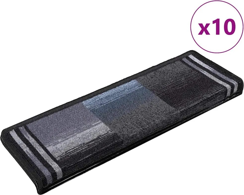 vidaXL 10 db fekete és szürke öntapadó lépcsőszőnyeg 65x21x4 cm