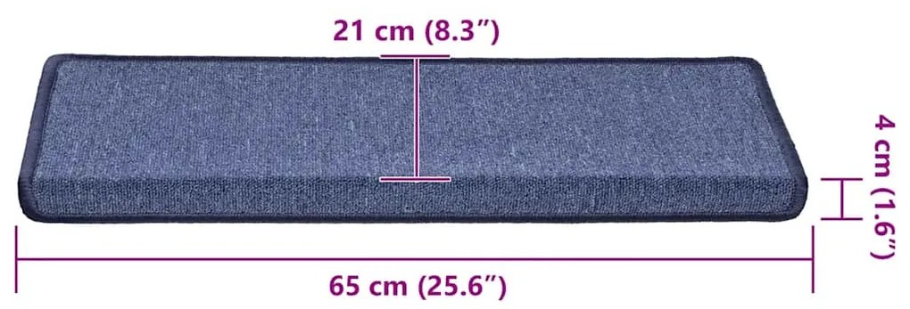 30 db kék lépcsőszőnyeg, téglalap alakú széllel, 65 x 21 x 4 cm