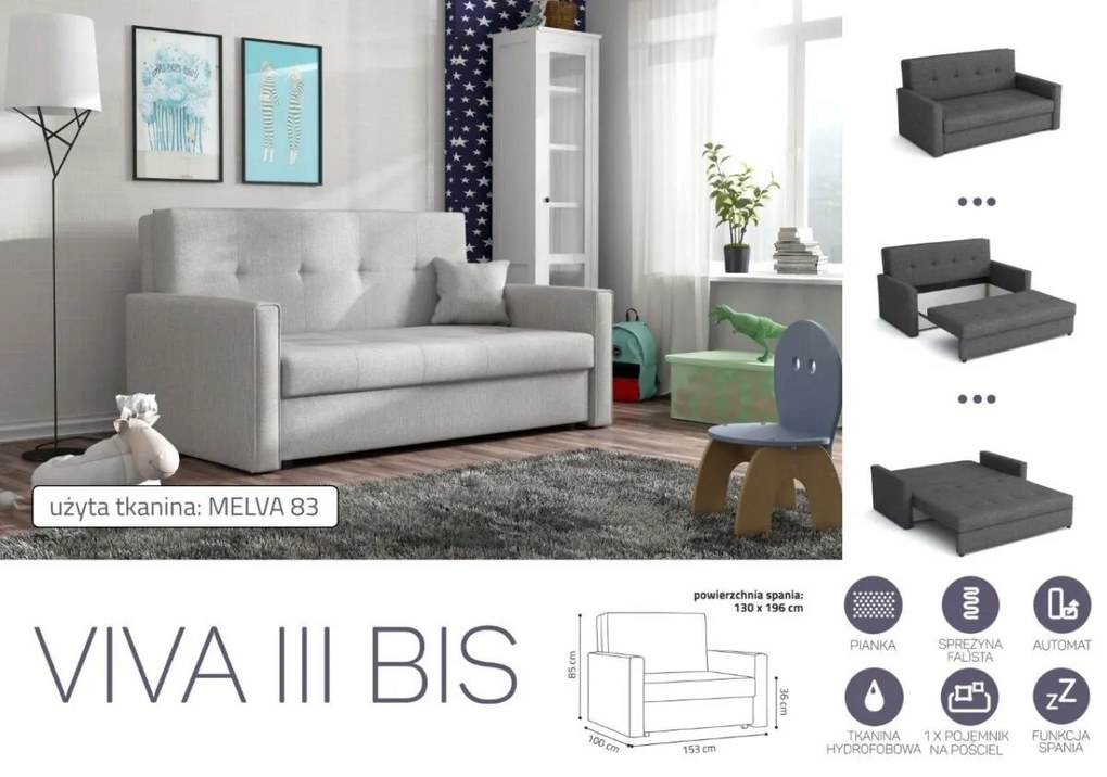 VIVA BIS III. előre nyíló rugós kanapé