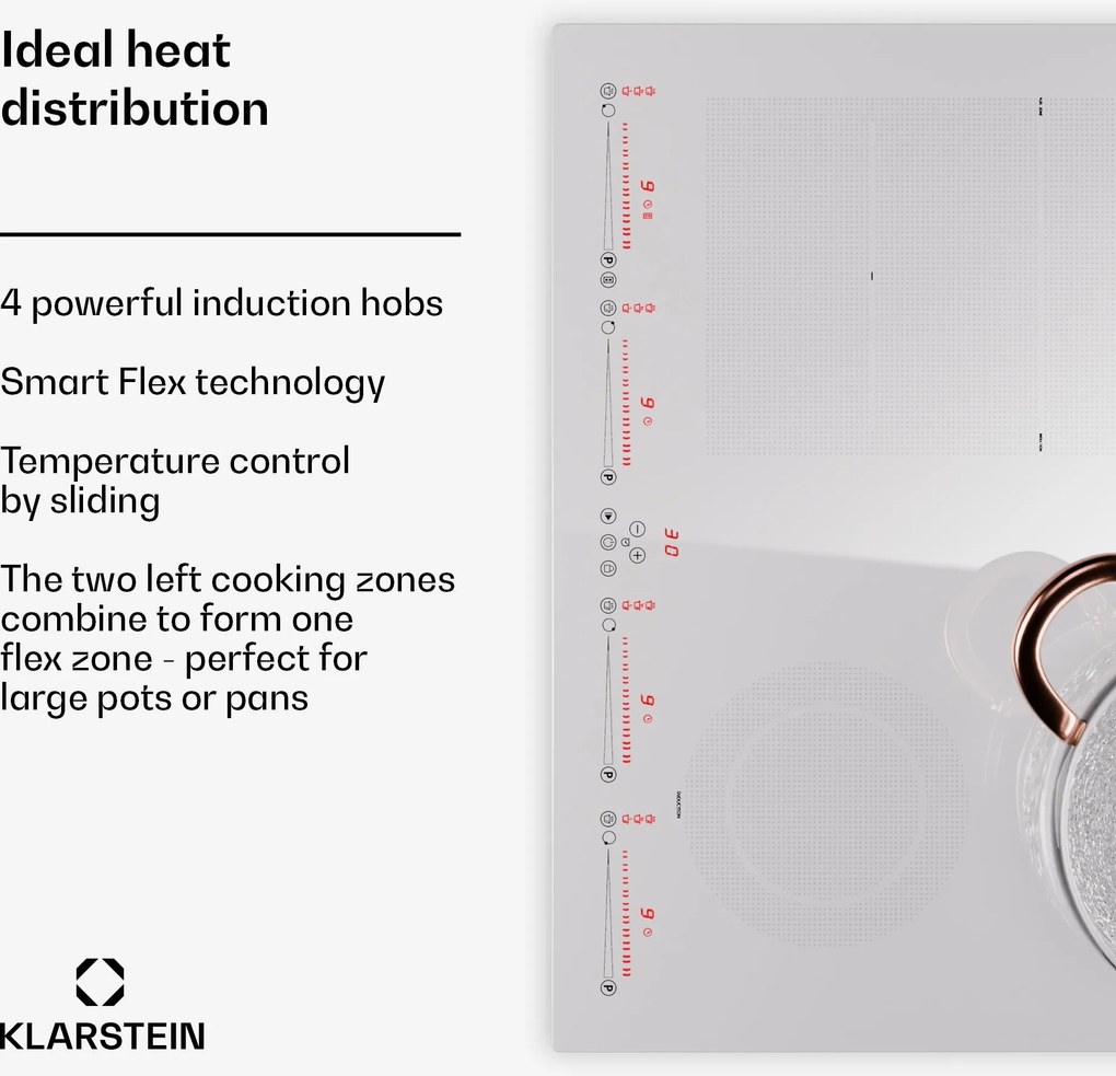 Klarstein Masterzone 60 Hibrid, Indukciós főzőlap, beépített, 4 flex zóna