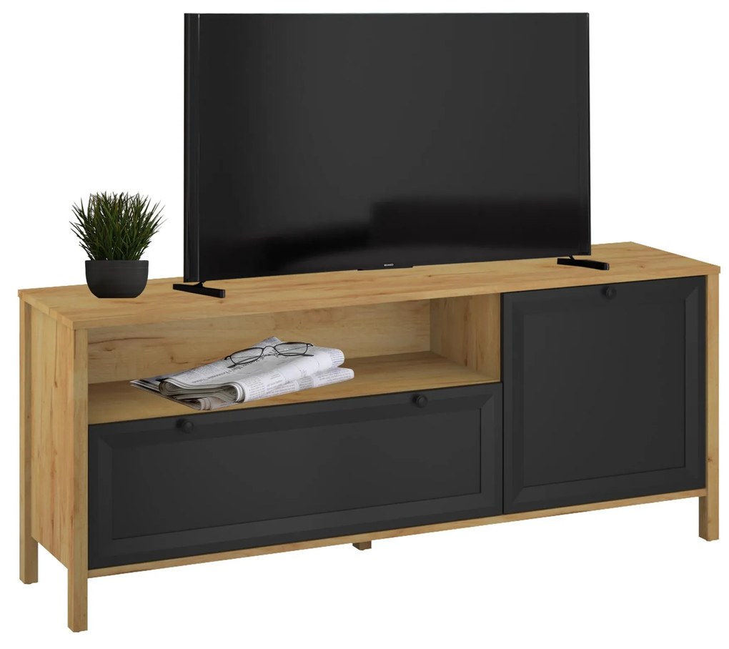 TV szekrény Bruselas (tarany craft (tölgy + fekete). 1116786