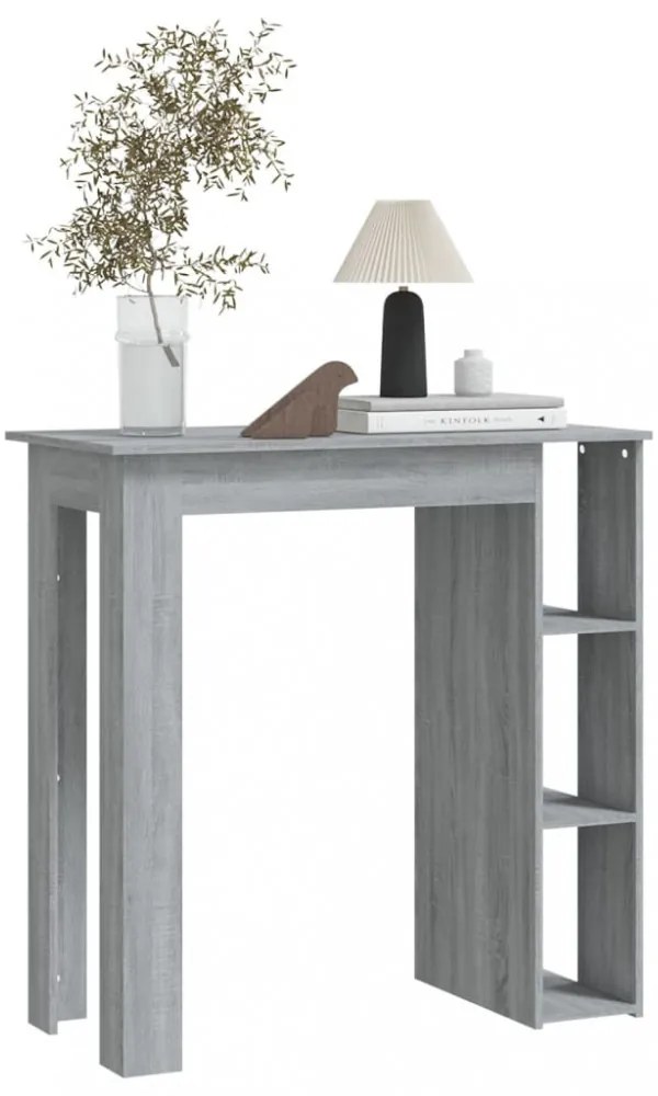 szürke sonoma szerelt fa bárasztal polccal 102 x 50 x 103,5 cm
