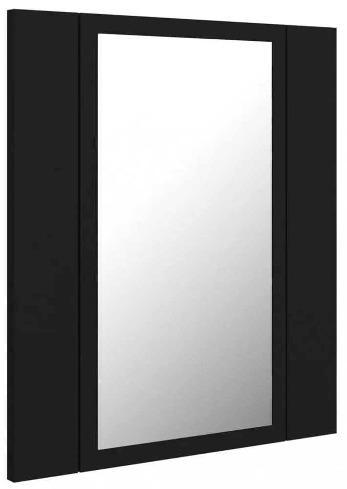 fekete akril LED-es fürdőszobaszekrény tükörrel 40x12x45 cm