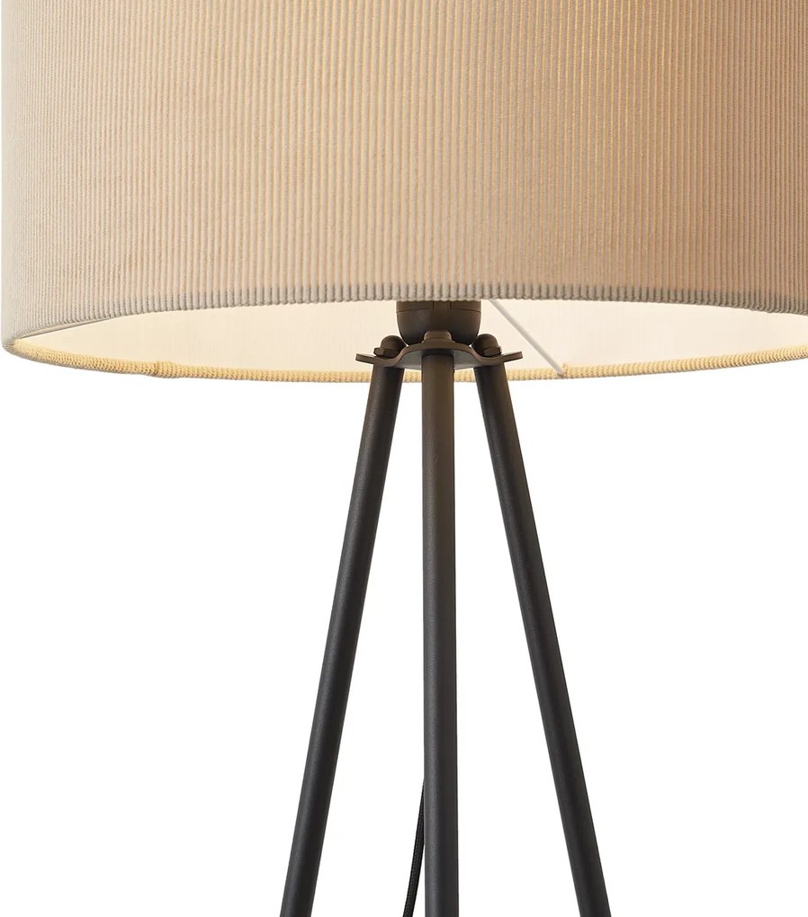 Modern háromlábú állólámpa taupe színben, bársonyernyővel - Luz