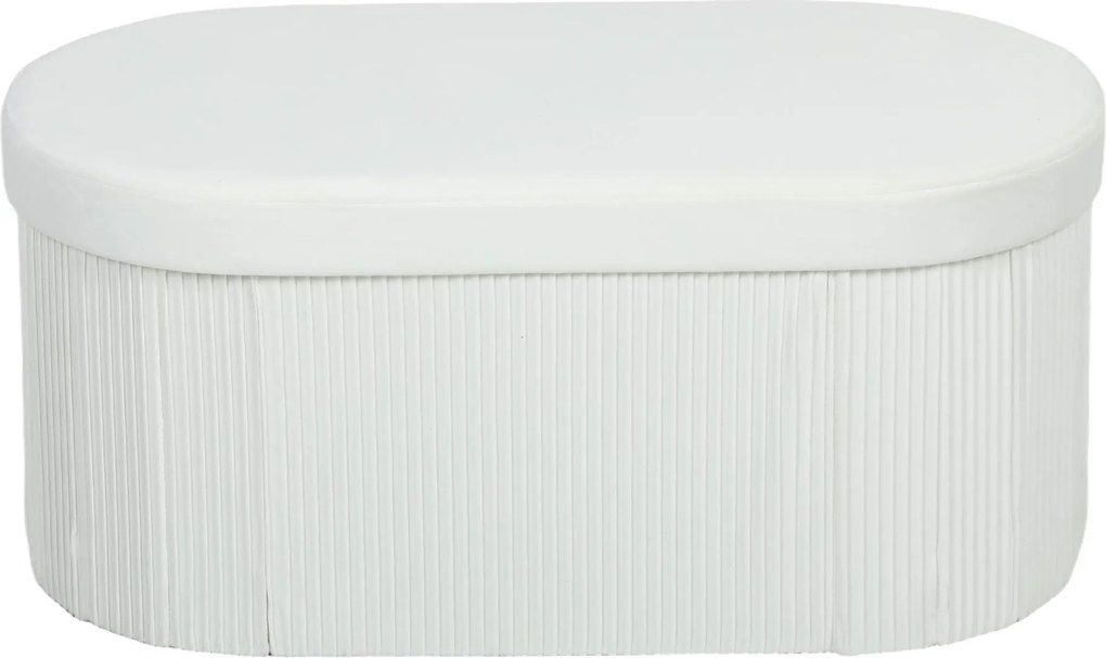 HOMCOM összecsukható tárolós pad 76 x 38 x 35 cm – bársonyhatású párnázott ülőke, tároló puff nappaliba, előszobába, hálóba, krémszínű | Aosom