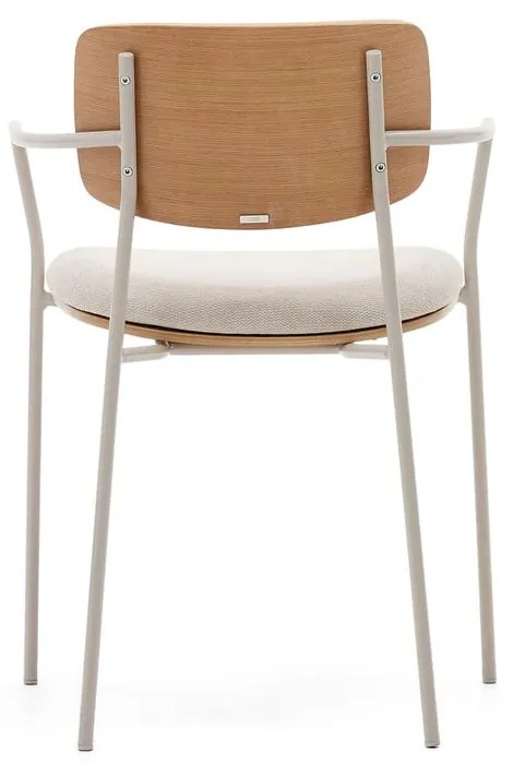 Bézs kárpitozott karfás-rakásolható étkezőszék Maureen – Kave Home