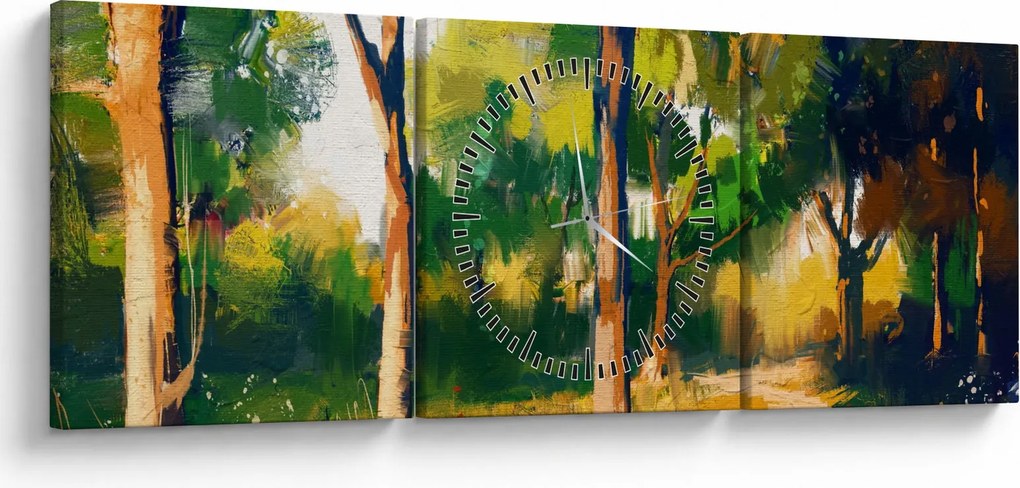 Erdő képe a nyári napsütésben, festmény (órával) (90x30 cm)