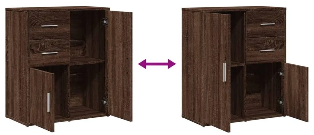 vidaXL 2 db barna tölgy színű szerelt fa tálalószekrény 60x31x70 cm