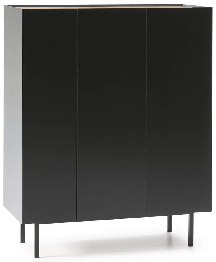 Fekete magas komód tölgyfa dekorral 95x120 cm Arista – Teulat