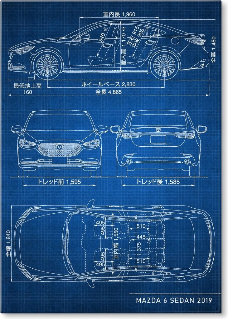 Fém poszter Mazda 6 Sedan Tech Tábla Tepsi 22 x 31 cm +ajándék