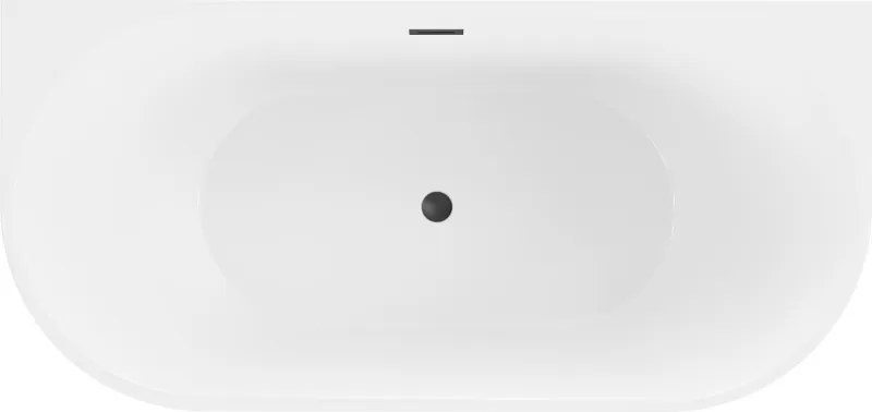 Mexen Oval szabadon álló fal melletti kád 180 x 80 cm, fehér, fekete túlfolyó - 52671808000-70