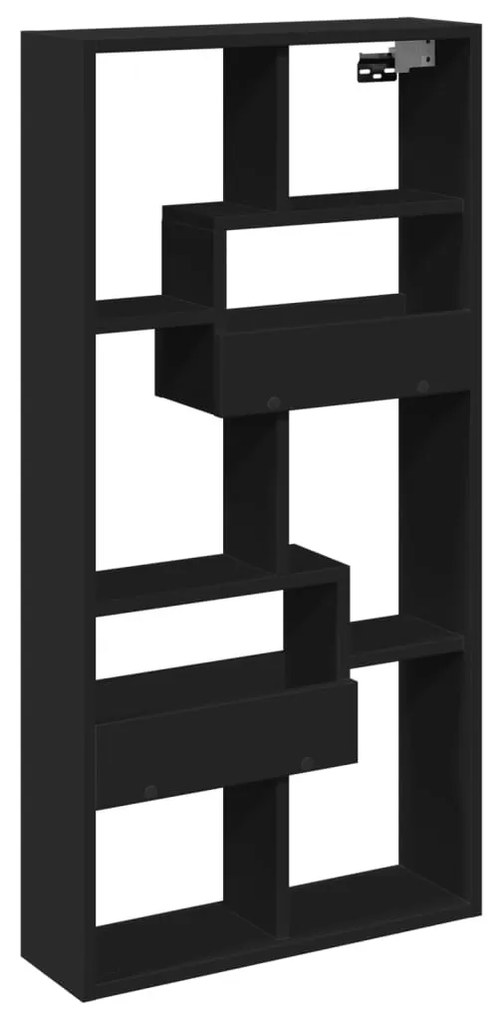 fekete szerelt fa faliszekrény 50 x 15 x 100 cm