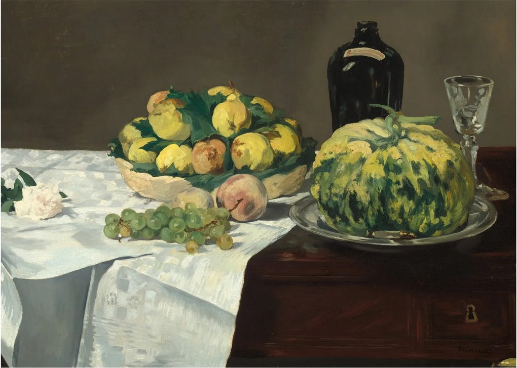 Kép - Edouard Manet, Still Life with Melon and Peaches, reprodukciók (70x50 cm)