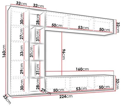 Nappali bútorsor Londria (Szürke + Szürke + Artisan tölgy). 1053938