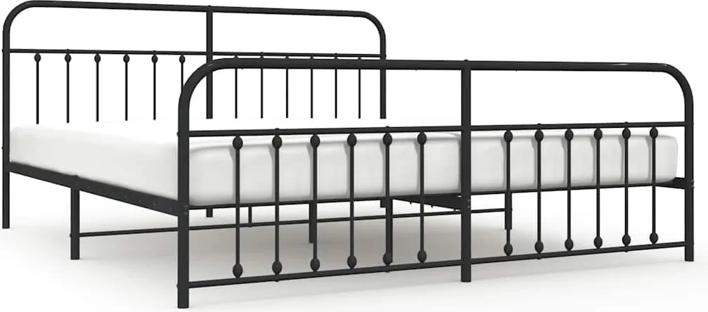vidaXL fekete fém ágykeret fej- és lábtámlával 193 x 203 cm