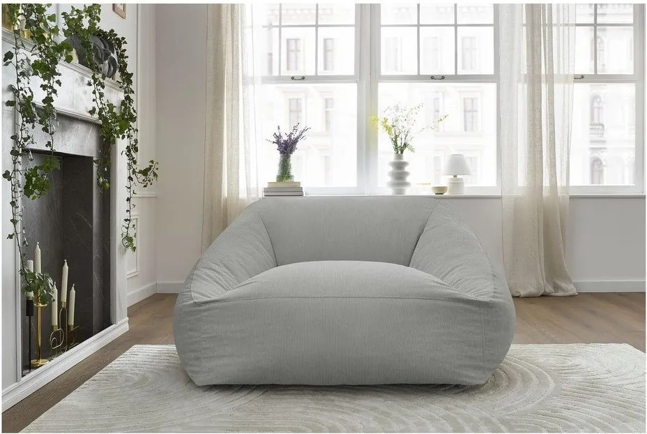 Világosszürke kordbársony babzsákfotel Lilibet – Bobochic Paris