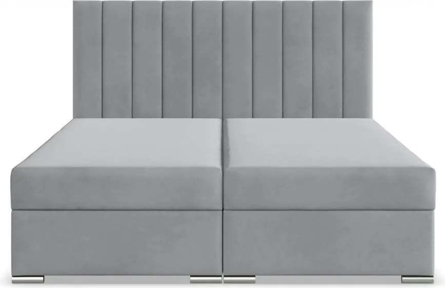Agen ágy, bársony, 140 x 200, ágyneműtartóval, szürke