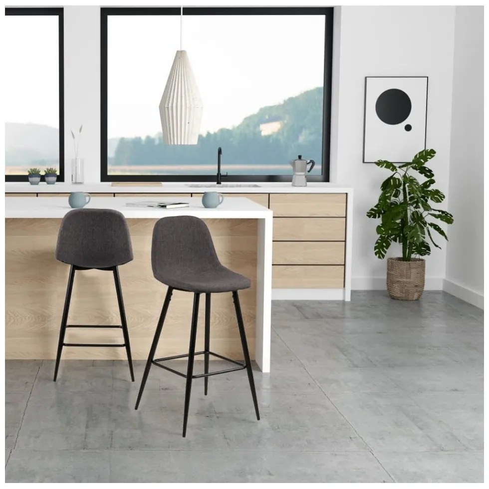 Szürke kárpitozott bárszék szett 2 db-os (ülésmagasság 65 cm) Wilma – Actona