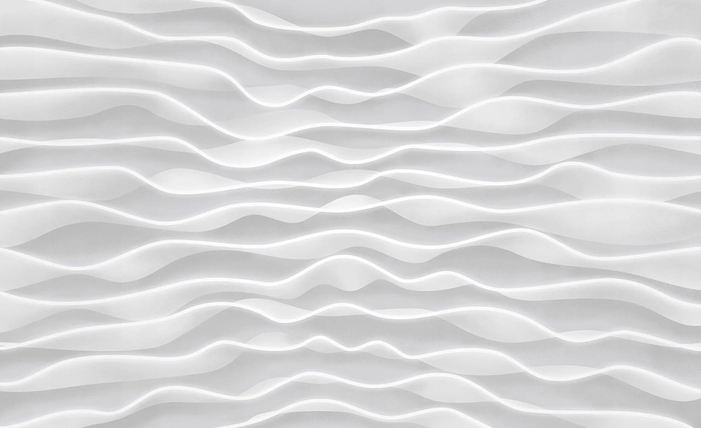 Fotótapéta fehér Hullámok Relief Árnyékok 254x184 Elegáns Minta a Nappaliba +ragasztó