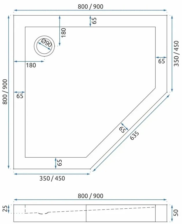 Zuhanytálca Rea Diamond 80x80