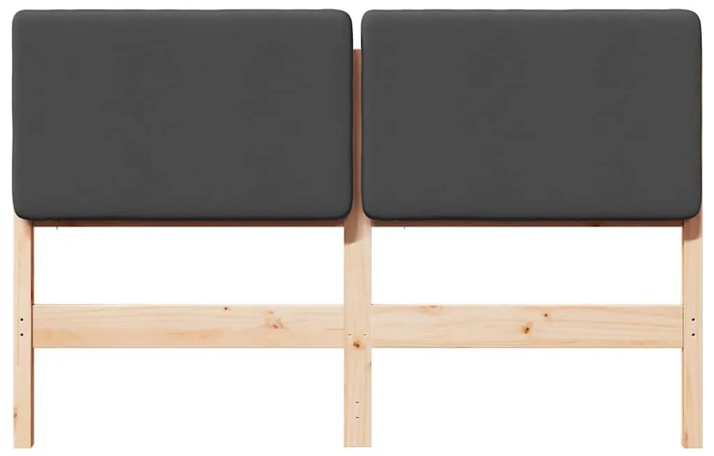 Kárpitozott fejtámla Barna és sötétszürke 160 cm Tömör fenyőfa